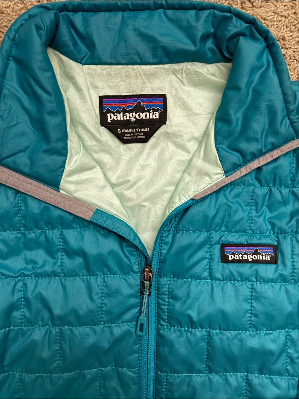 Womens PATAGONIA Blue Nano Puff Insulated Full Zip Sweater Small  $229 - Picture 2 of 5